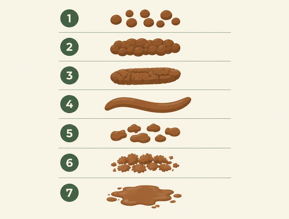 Illustrated Bristol Stool Chart showing seven numbered stool types