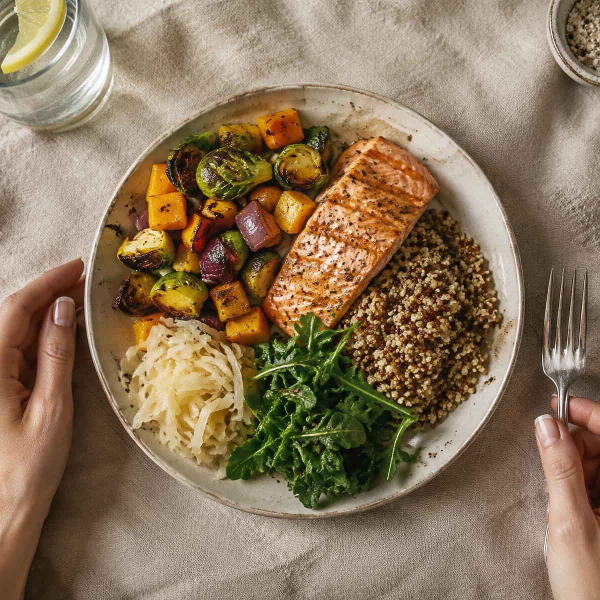 A balanced plate of whole foods